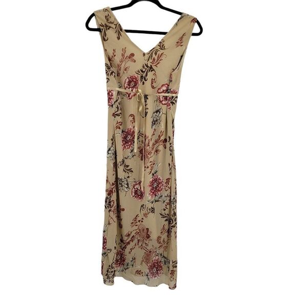 Vtg Dress 90's Empire Tie Back Floral Surplice Sleeveless Midi Slip Dress Sz S - Picture 2 of 8